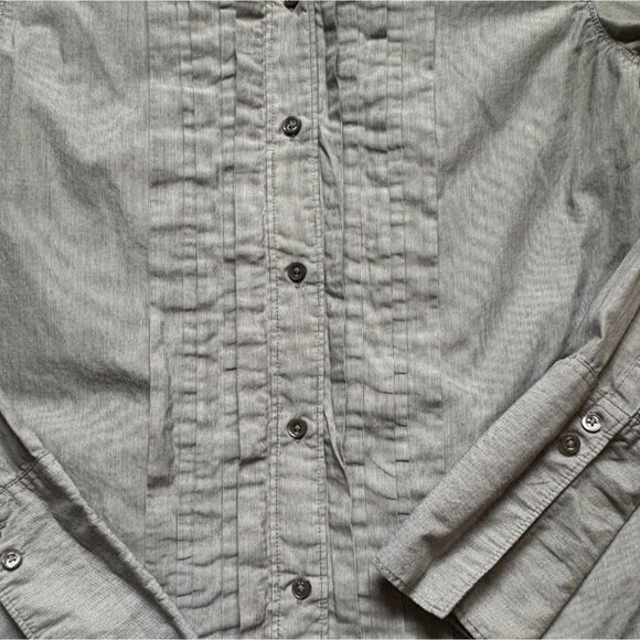 Gap Womens Button Front Pleated, Collared Shirt-Gray-4-GUC - Picture 4 of 6